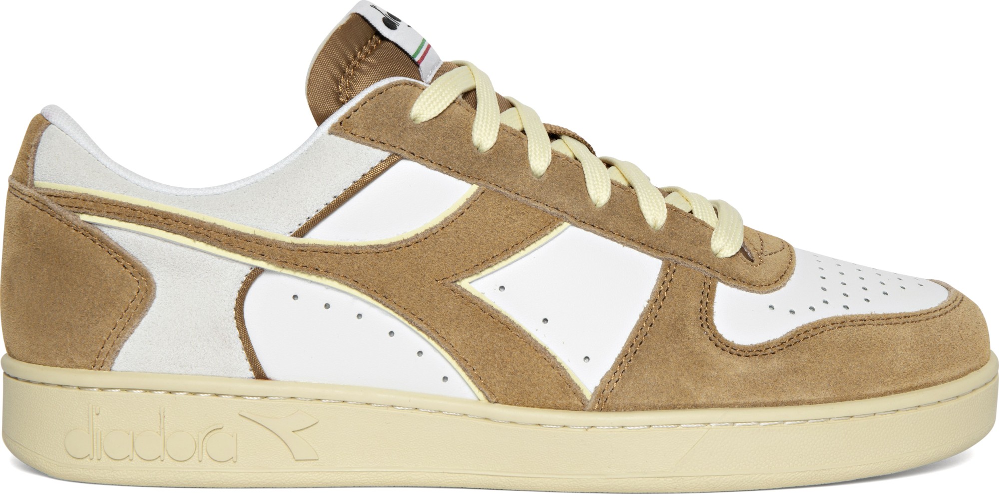 DIADORA Magic Basket Low Suede Leather White/Brown Dijon 45