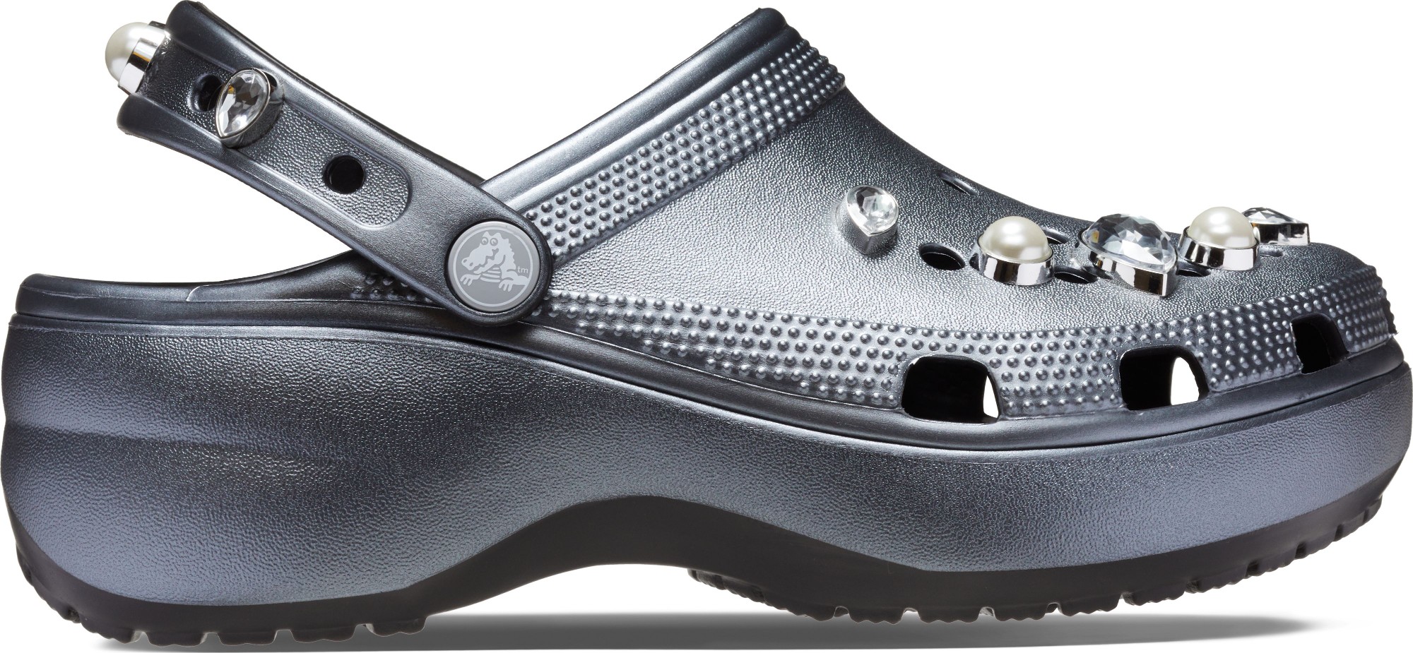Crocs™ Classic Platform Crystals Pearls Clog Black 38,5