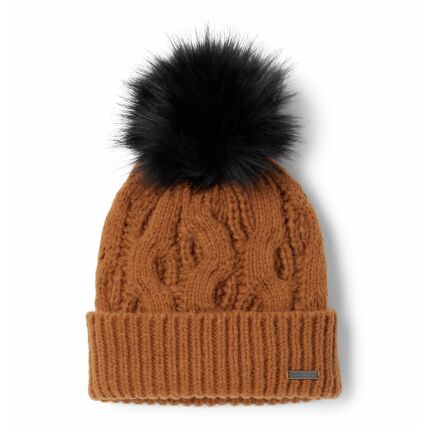 Columbia BOUNDLESS DAYS CABLE KNIT POM BEANIE Camel Brown