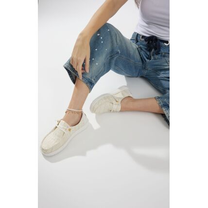 HEYDUDE Wendy Crochet Lace Women White/Gold