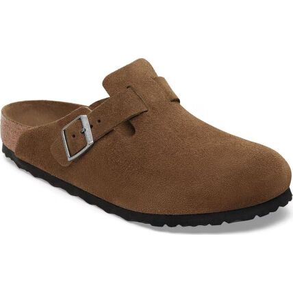 Birkenstock Boston Soft Footbed Suede Leather Regular Dark Tea Tonal FB