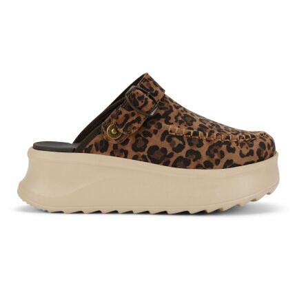 HEYDUDE Delray Clog Suede Women's Brown Leopard