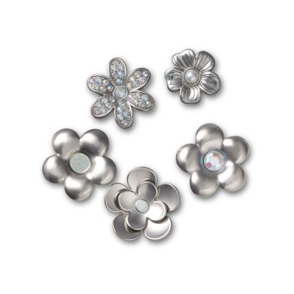 Crocs™ Jibbitz Monochrome Slvr Flwrs 5 Pack 