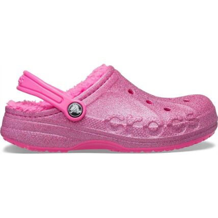 Crocs™ Baya Lined Glitter Clog Kid's Electric Pink