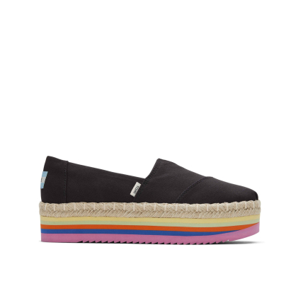 TOMS Canvas Rainbow Platform Rope High Alpargata Black