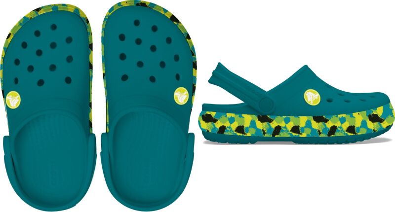 Crocs™ Crocband Glow Confetti Band Clog Kid's Turbo Teal/Multi