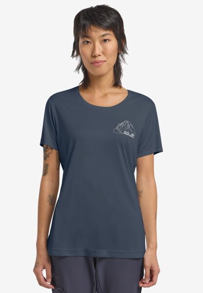 Jack Wolfskin Peak Graphic T-Shirts Women's New Mountain Midnight Sky